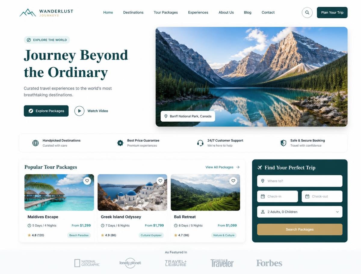 Tourism Website interface preview
